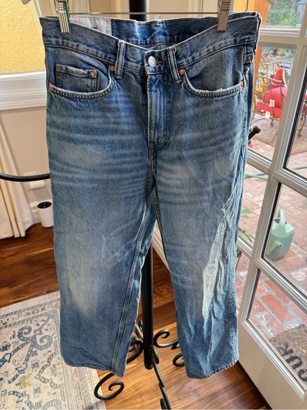 H & M Coupe decontractee Woman Blue Denim Jeans Relaxed Fit 30/32
